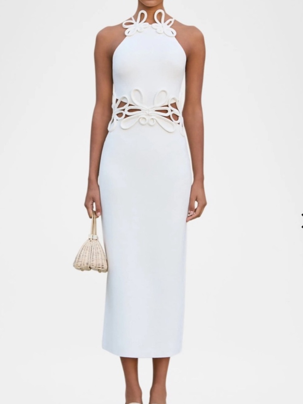 cult gaia Cream Halter Cutout Midi Dress